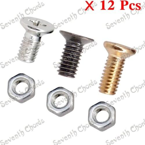 12 Pcs Guitar Pickguard Bracket Mounting Screws and Nuts for LP Electric Guitar - Silver & Black & Gold for choose