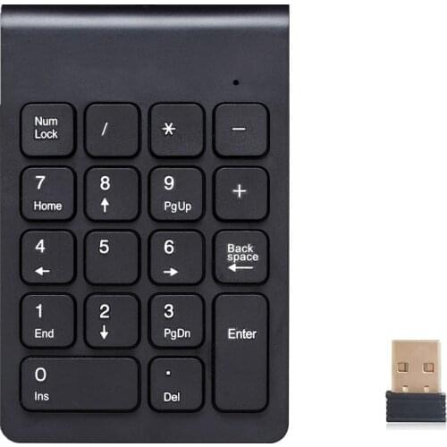 2.4G Wireless Ultra Slim Numeric Keypad 18 Keys With Mini USB Receiver Auto Sleep Mode New Pro Numeric Keyboard For PC Desktop