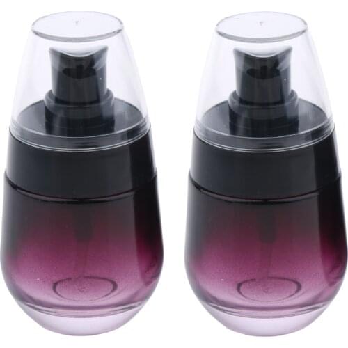 2pcs Reusable Cosmetic Glass Empty Pump Lotion Spray Bottle 30ml Container Poratble for Outdoor Travel