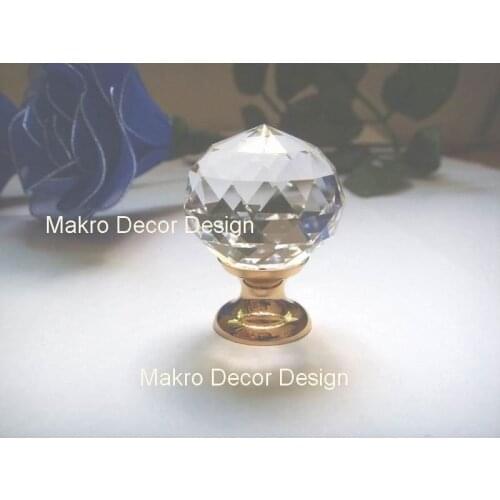 20pcs lot free shipping K9 Clear 30mm crystal knob on brass polished base,crystal knobs and handles
