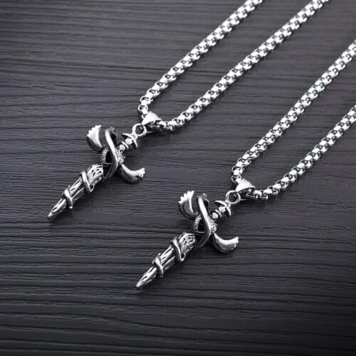 550Mm Korean Fashion Man Personalized Snake Shaped Pendant Stainless Steel Simple Cross Necklace For Women Jewelry 2021 Trend