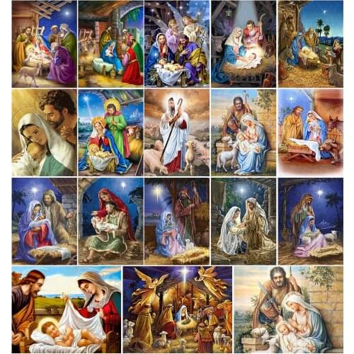 5D DIY Diamond Painting Kits Religious Full Round With AB Drill Diamond Cross Embroidery DIY Fandicraft Art Gift Diamond Art