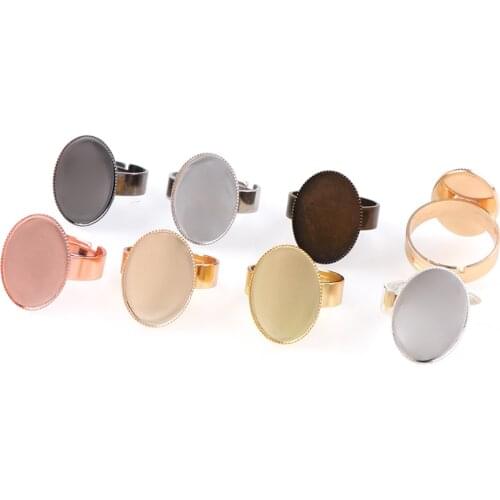 7Colors Inner 13x18mm/18x25mm Adjustable Oval Ring Flat Pad bezel Embellishments Cabochon Bases Setting Blanks