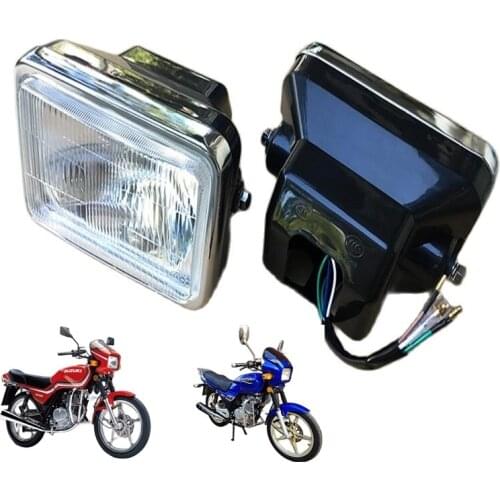 Motorcycle Accessories For GS 125 GS125 Headlight Lamp Motorbike Square Lamp Headlight Assembly Metal Back Front Glass Cover