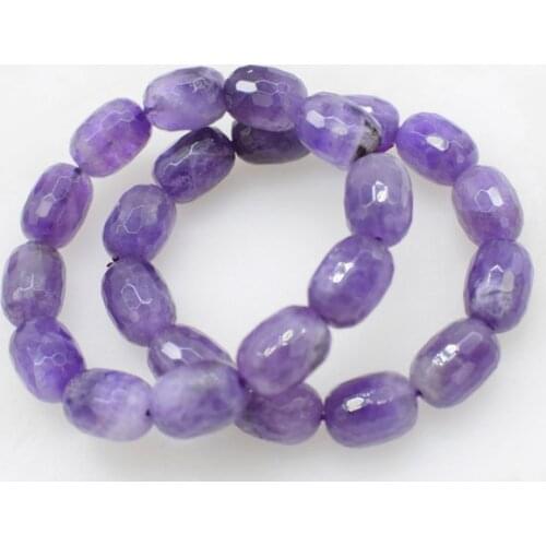 Amethyst pillar faceted 12*16mm bracelet 7.5inch FPPJ wholesale beads nature