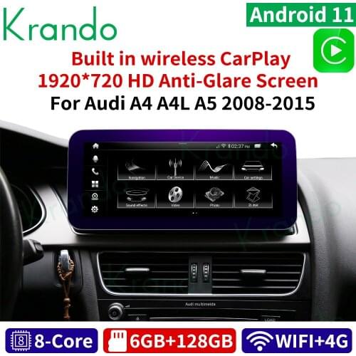 Krando Android 10.0 8-Core 4+64G 4G lte 10.25'' Car GPS Navigation radio Multimedia Player for Audi A4 A4L A5 2004-2015