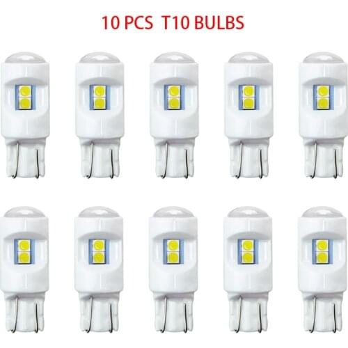 10Pcs 3030*6smd Car Led Signal Lights 6000K T10 W5W 194 168 Socket Ceramic Housing Auto License Plate Lamp Motorcycle Bulb Diode