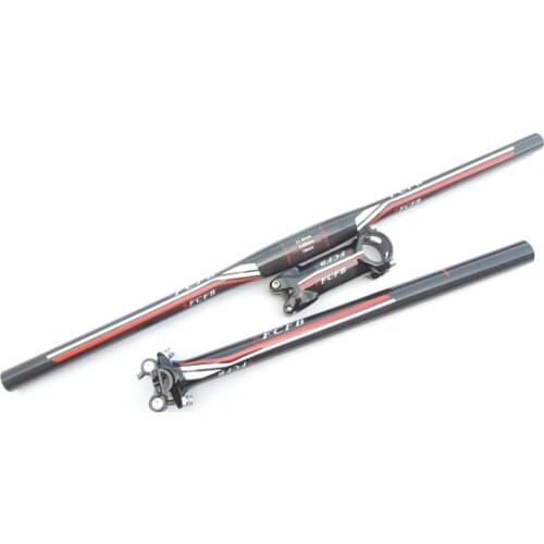 Free shipping FCFB FW -03 carbon fiber flat handlebar + stem + carbon seat post (flat bar 720mm 120g) carbon road stem seat