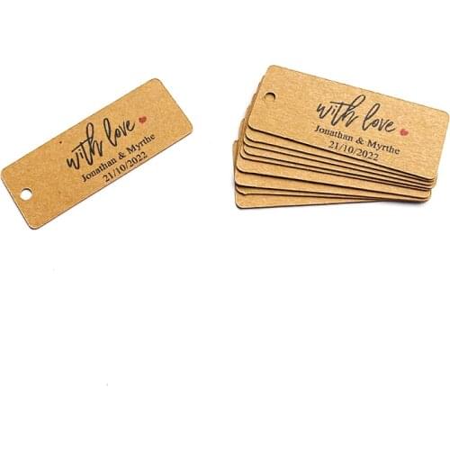 100pcs Wedding Favor Tags Size 0.8''x2"- Personalised With Love Mini Kraft Gift Tag Custom Thank you Tags Gift Tags Party Decor