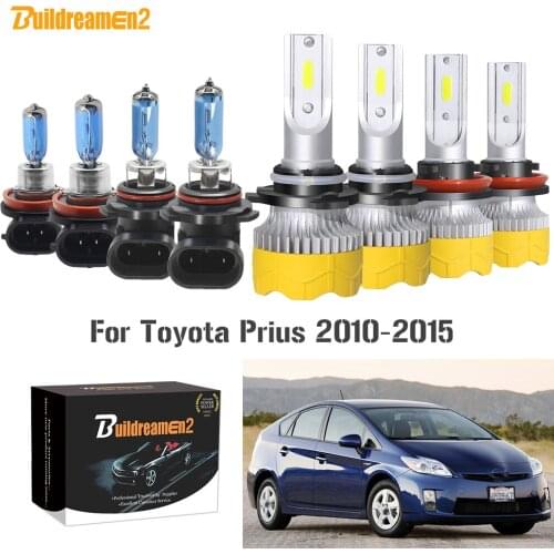 Buildreamen2 4 X Car Headlight High Low Beam LED Halogen Bulb Headlamp 12V For Toyota Prius 2010 2011 2012 2013 2014 2015