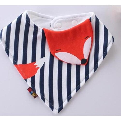 Baby Bibs Reusable Washable Cotton Baby Feeding Babadors Bebe Cartoon Fox Chick Smock Scarf Adjustable Infant Bibs