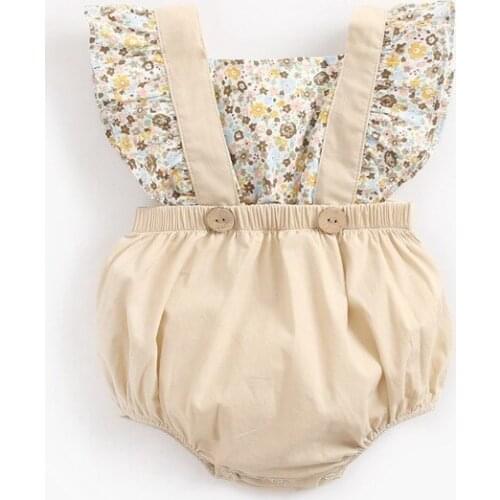 Baby bodysuit new born costume babygirl clothes little girls clothing romper Pure cotton floral stitching summer Bodysuits