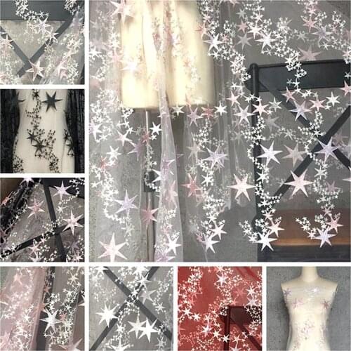 GLace 3Y/Lot 8 colours Star mesh lace embroidery fabric DIY dress children clothing veil handmade cloth accessoriesTX552