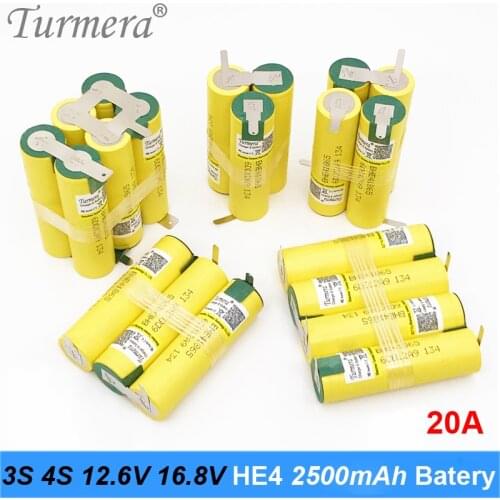HE4 2500mah 20A Discharge Current 3S 12.6V 4S 16.8V Battery Pack 18650 for shura screwdriver battery (customize)