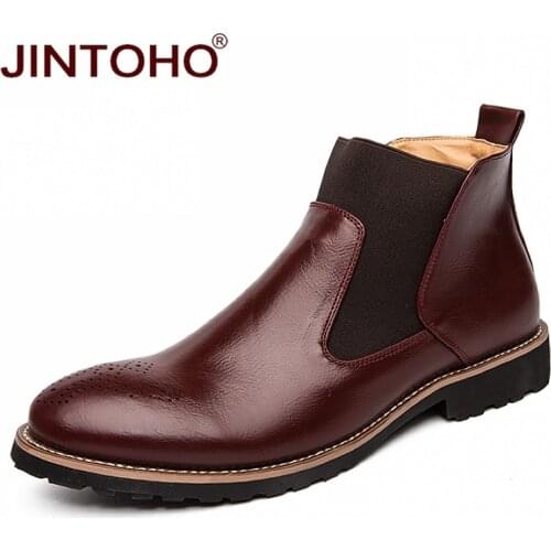 JINTOHO Fashion Men Winter Genuine Leather Shoes Winter Men Leather Boots Male Boots Cheap Men Ankle Boots 2019 Men Booties