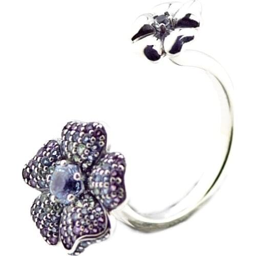 Glorious Blooms Ring Multi-Colored CZ Spring Rings For Jewelry Making 925 Original Silver Jewelry Make Up Woman Gift Ring