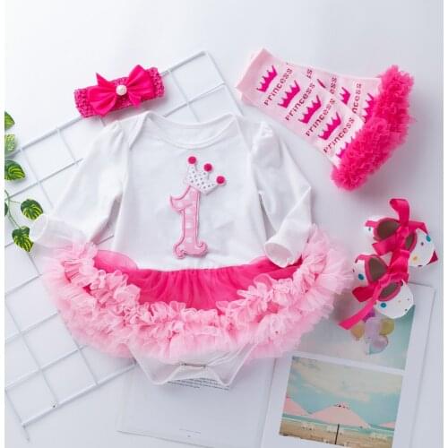 0-2years Baby Suit Cotton Fashion Baby Girl Clothes Sets Tutu Skirts Headband Shoes Infant Clothing white Long Sleeve Romper Dot
