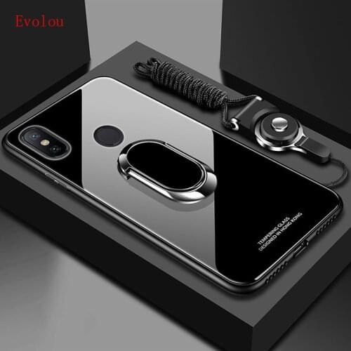 Stand Ring Magnet Cover For Xiaomi Mi Play 8 SE Case Hard Tempered Glass Protective Back Case for Mi A1 A2 Lite Mix 2S 3 F1 5X 6