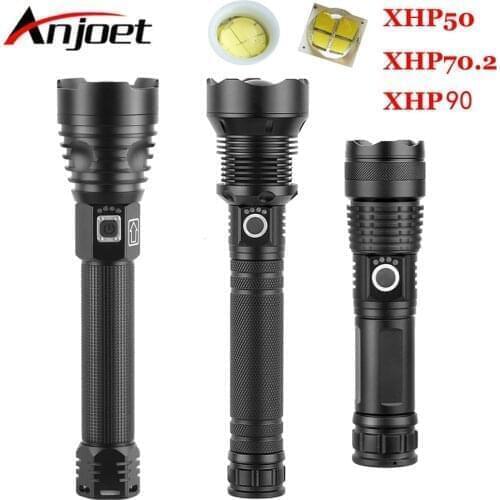 Anjoet XHP90 powerful led Zoom Tactical flashlight power 26650 or 18650 battery & xhp70.2 Tactical Flash light torch