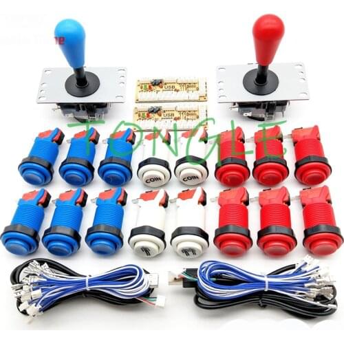 Arcade DIY KIT American Style SANWA Joystick HAPP Type COIN 2 Player Push Button with Micro Switch and Zero Delay Encoder for PC