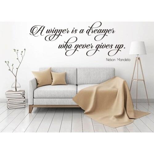 Stickers A Winner Is A Dreamer Vinyl Wall Art Decal Mandela Quote Mural Art Living Room Home Decor Poster House Decoration