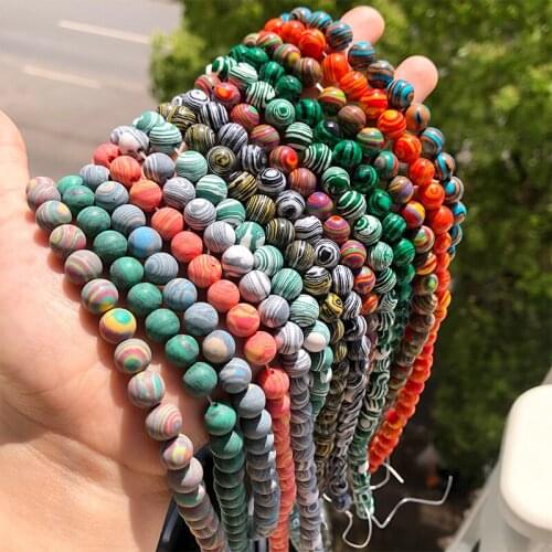 Natural Stone Malachite Green Jade Round Loose Beads For Jewelry Making DIY Bracelet Necklace 4/6/8/10/12 mm 15 inch Wholesale