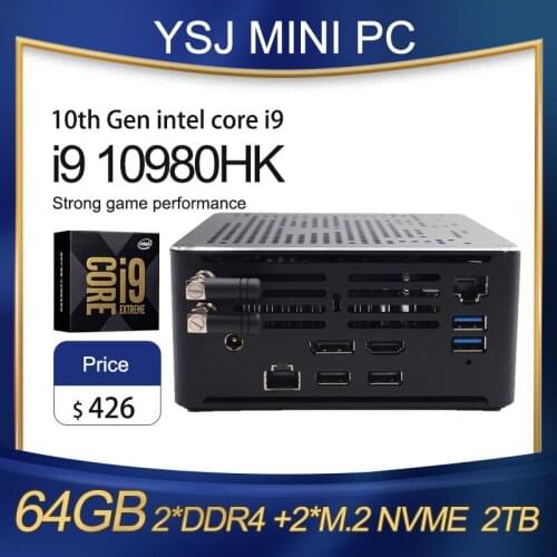 Newest Gaming Compute S210 Mini PC Intel i7 8850H Xeon E-2186M 2 Intel Lans 2*DDR4 2*M.2 NVME+1*2.5'SATA Win10 HDMI DP AC WiFi