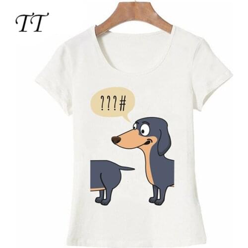 Novelty Dachshunds Dog Look Back T-Shirt Summer Fashion Women T Shirt Funny Animal Print Tops Female Casual Tees