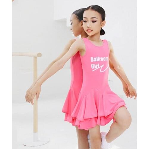 New Latin Dance Dress For Girls ChildrenS Day Sleeveless Latin Practice Dress Kids Ballroom Dance Competition Dresses DQS7150