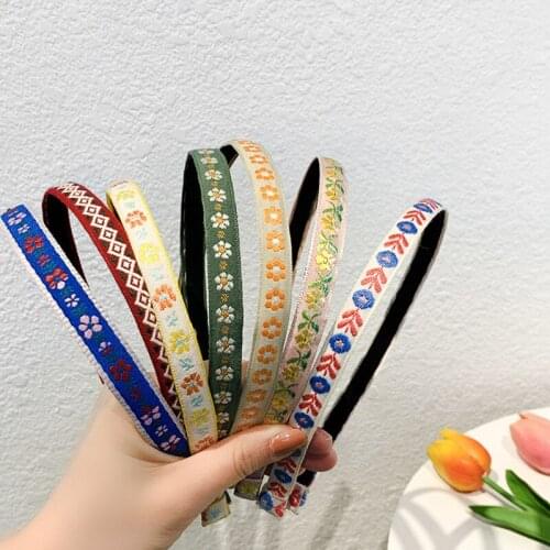 Korea Spring Summer 2021 New Retro Embroidery Floral Hairband Headband French Sweet Girl Hair Accessories