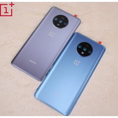 Original Oneplus 7T Back Battery Cover 1+ 7T Rear Door Glass Housing Panel Case With Camera Frame Lens & Stickers 6.55'' Inch