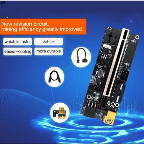 PCI-E Pcie Riser 009S PLUS Profesional Express 1X 4x 8x 16x Extender PCI E USB Riser 009 GPU 6Pin Card SATA 15pin for BTC Miner