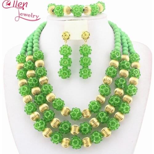 Latest Design Nigerian Wedding African Crystal Balls Jewelry Sets African Beads Jewelry Sets W8281