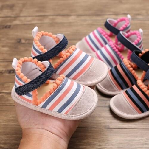 Lovely Baby Sandal Girl Flower Pattern Crib Shoes Summer Children Breathable Anti-Slip Kid Cotton Shoes 0-18M