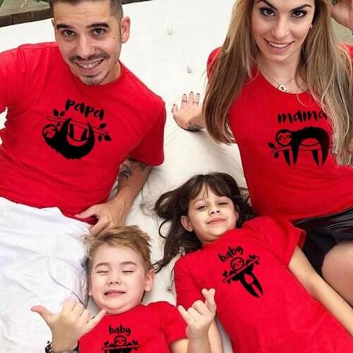 Family Matching Tshirt Daddy Mum Daughter Son Baby Kids Girl Boy Outfits Father Mother Clothes Mama Papa Short Tops Mummy And Me