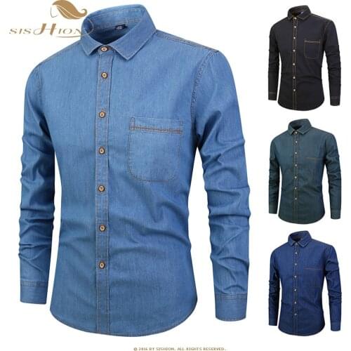 Sishion Mens Denim Shirts