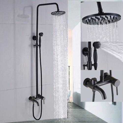 Bathroom Rainfall Shower Faucet Set Mixer Tap With Hand Sprayer Wall Mounted Oil Rubbed Bronze KD405