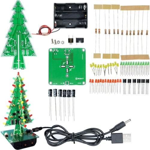 Three-Dimensional 3D Christmas Tree LED DIY Kit Red/Green/Yellow LED Flash Circuit Kit Electronic Fun Suite Holiday Decoration