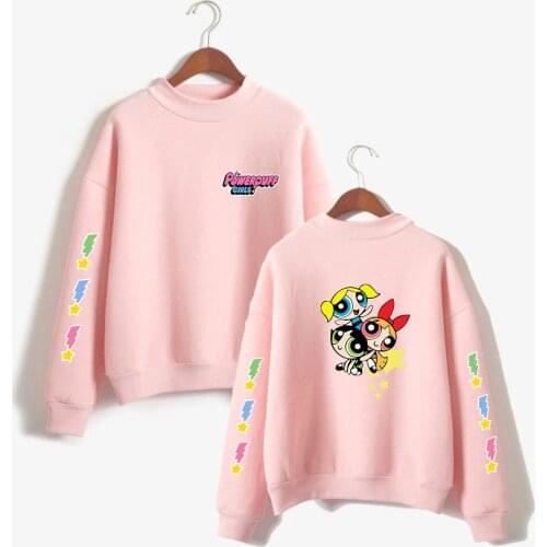 Women Kawaii Powerpuff Police Girl Sweatshirts Pullovers Harajuku Funny Cartoon Print Hoodie Sweatshirts Streetwear Hip Hop Tops