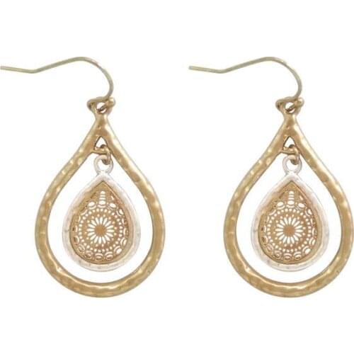 ZWPON Gold Cutout Teardrop Earrings for Women Fashion Statement Earrings Jewelry Wholesale