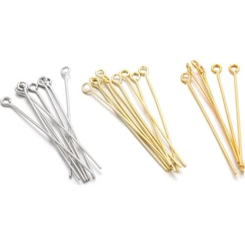 100pcs 20 30 40mm Copper 14K 18K Gold Plating Heads Eye Flat Head Pin For DIY Jewelry Making Findings Accessories