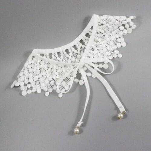 40GC Women Embroidery Lace Big Shawl Fake Collar Crochet Dotted Rhombus Plaid Dress Decorative Necklace Half Shirt Capelet