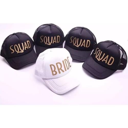 5pcs lot wholesales Team Bride Tribe SQUAD logo wedding bride to be bachelorette hen party gifts Bridesmaid Gift Hats