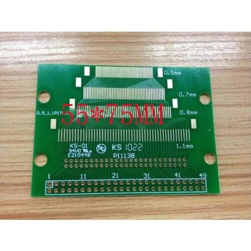 Free shipping 100pcs 50Pin test board turn 2.0 2.54 double-pin LCD, TFT LCD pcb adapter board test board 55*75MM