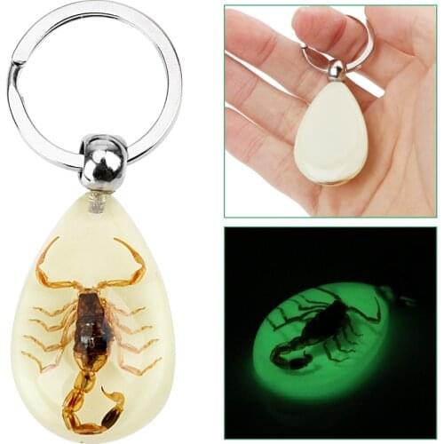 LEEPEE Scorpion Amber Pendant Creative Scorpion Keychain Key Holder Car Keyring Handbag Wallet Pendant Key Rings Noctilucent