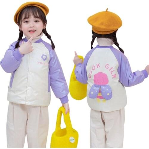 Children Color Matching Coat Autumn Winter Lightweight Flower Girl Clothes Baby Cartoon Casual Down Jacket Kid Vitality Outwear