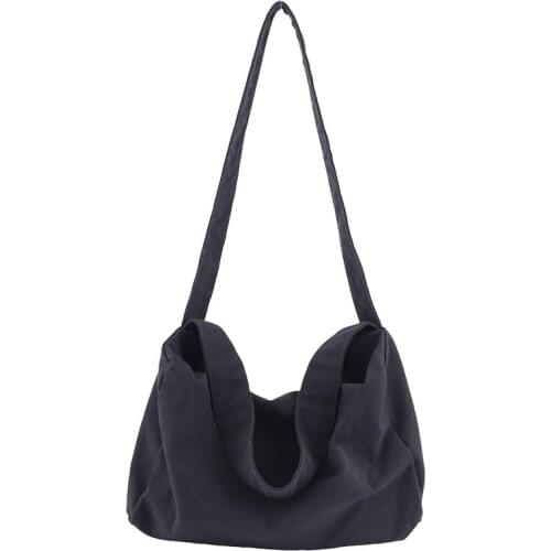 Eco Korean Simple Large Capacity Handbag Casual Washing Canvas One Shoulder Womens Bag Net Wide Shoulder Strap Solid Color Tote