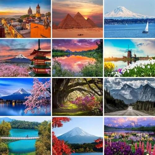 GATYZTORY 5D DIY Diamond Painting Scenery Rhinestones Pictures Diamond Embroidery Landscape Cross Stitch Mosaic Crafts Kit