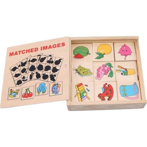 Montessori Puzzle Toys For Children Wooden Look For Shadow Toy Shadow Matching Game Card Graphics Corresponding Box Kids Toys