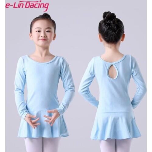Customized Logo Long Sleeve Dance Leotard Cottom Skirt Suit Kids Children Ballet Gymnastics Leotard with Shorts Dancing Dresses